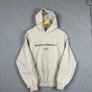 Los Angeles Apparel Hoodie Mens Size Medium Beige Pullover Heavyweight Flaws